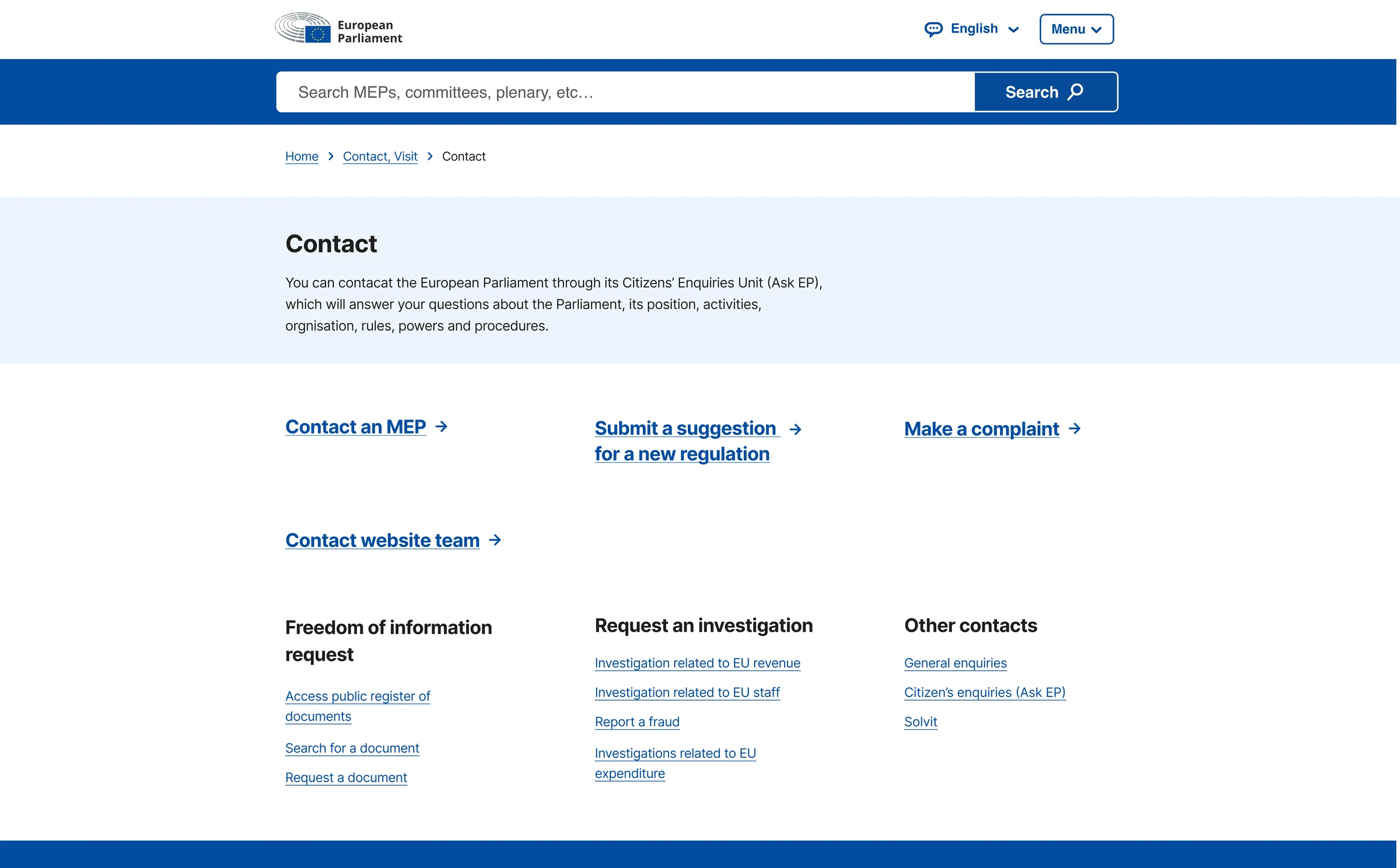 Consolidated Contact and Visit hub