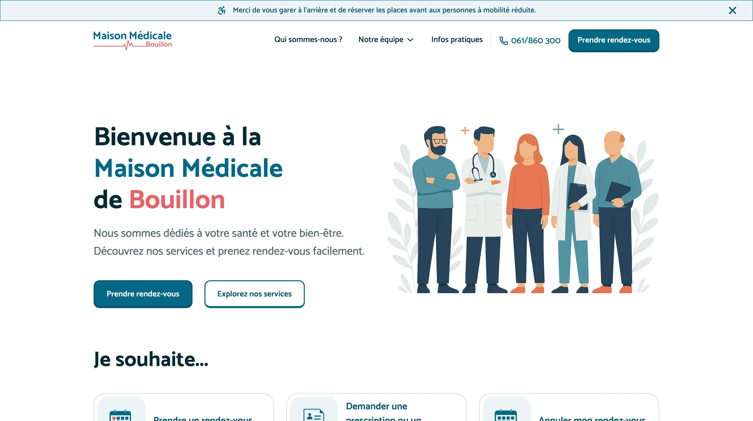 Redesigned Maison Médicale homepage