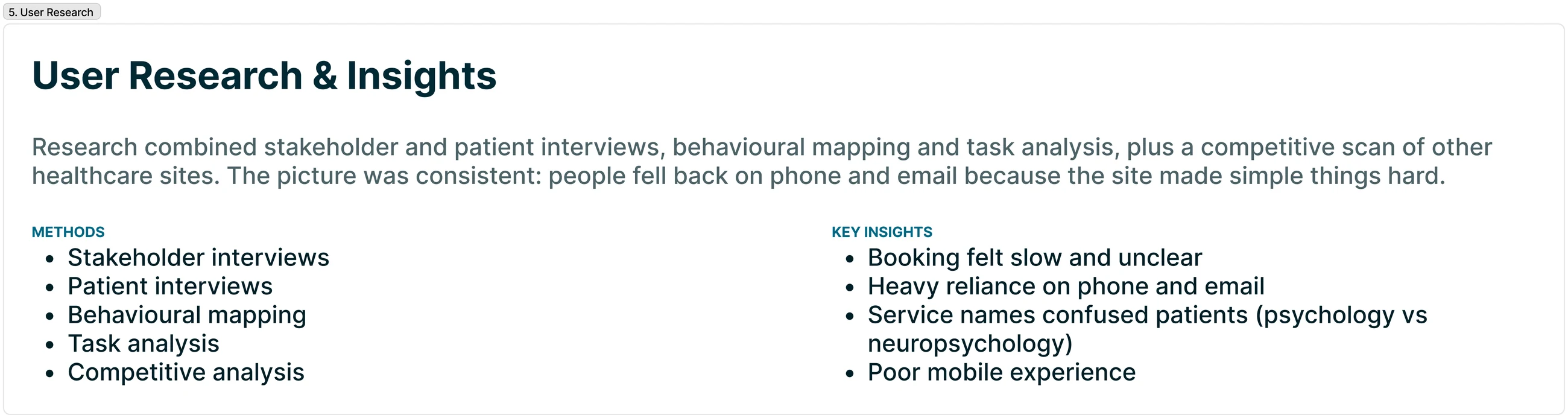 User research and insights